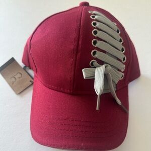 C.C Stylish Burgundy Cap with Lace-Up Detail